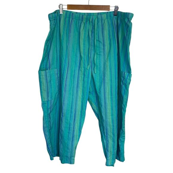 Not‎ For Sale Fresh Produce Pants Women 3X Green Cropped Plus Size Striped - Picture 2 of 9